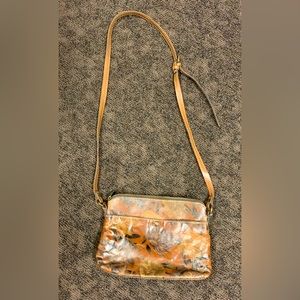 PATRICIA NASH Avellino Italian Leather‎ Floral Brown Crossbody Shoulder Bag